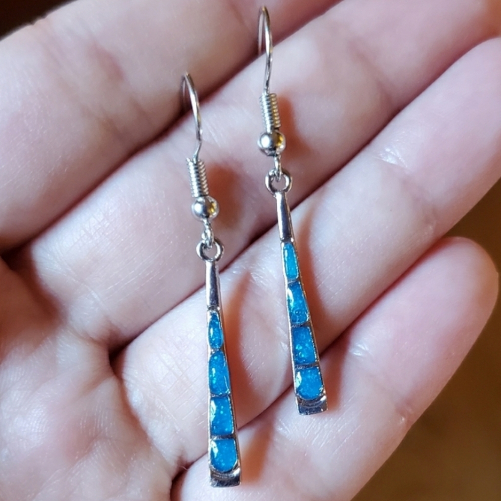 NWOT Blue Enamel Drop Earrings - Picture 10 of 10